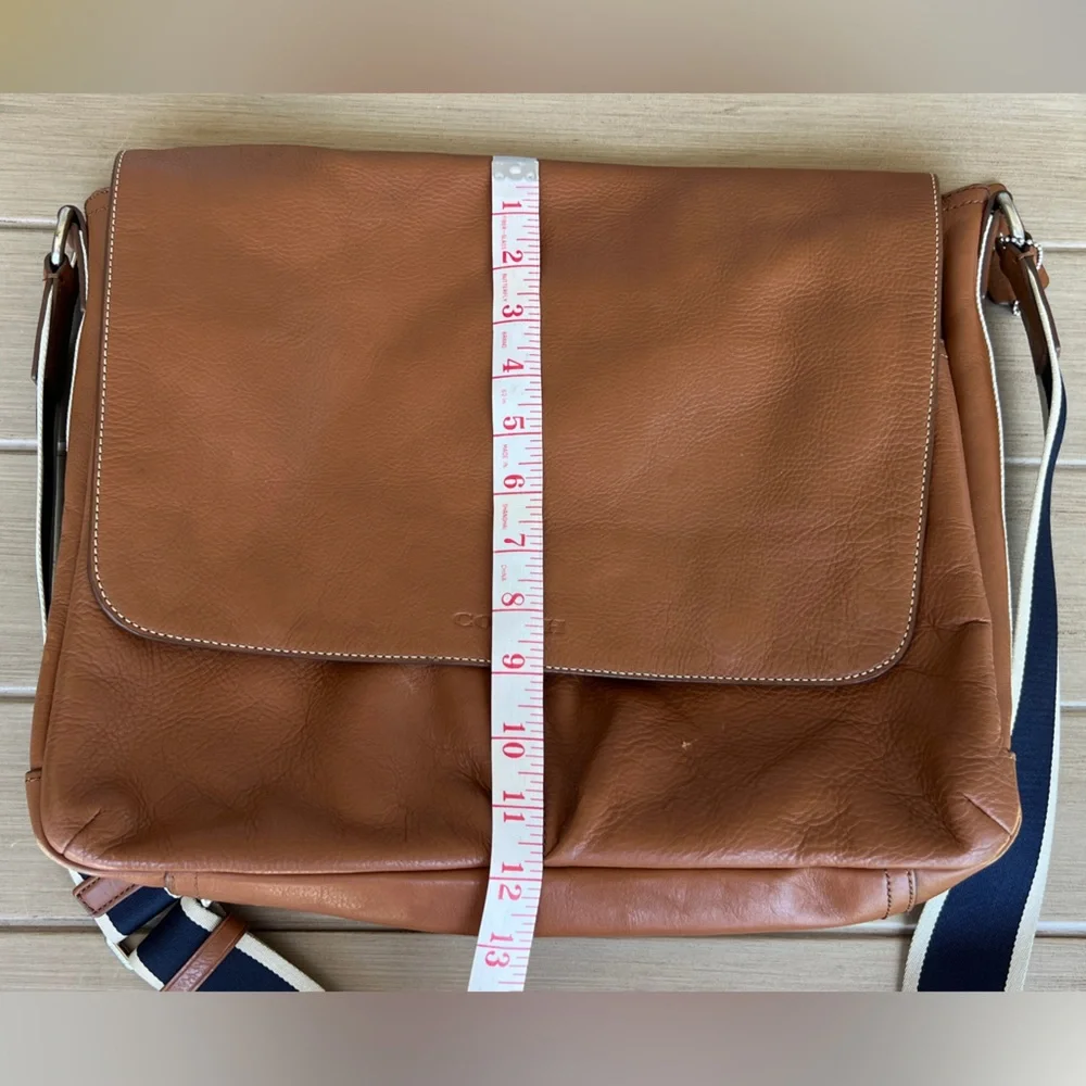 Coach Heritage Web Messenger Brown Leather Adjustable Strap Bag